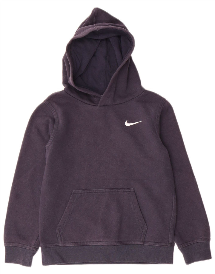 NIKE Boys Hoodie Jumper 6-7 Years Large Navy Blue Cotton