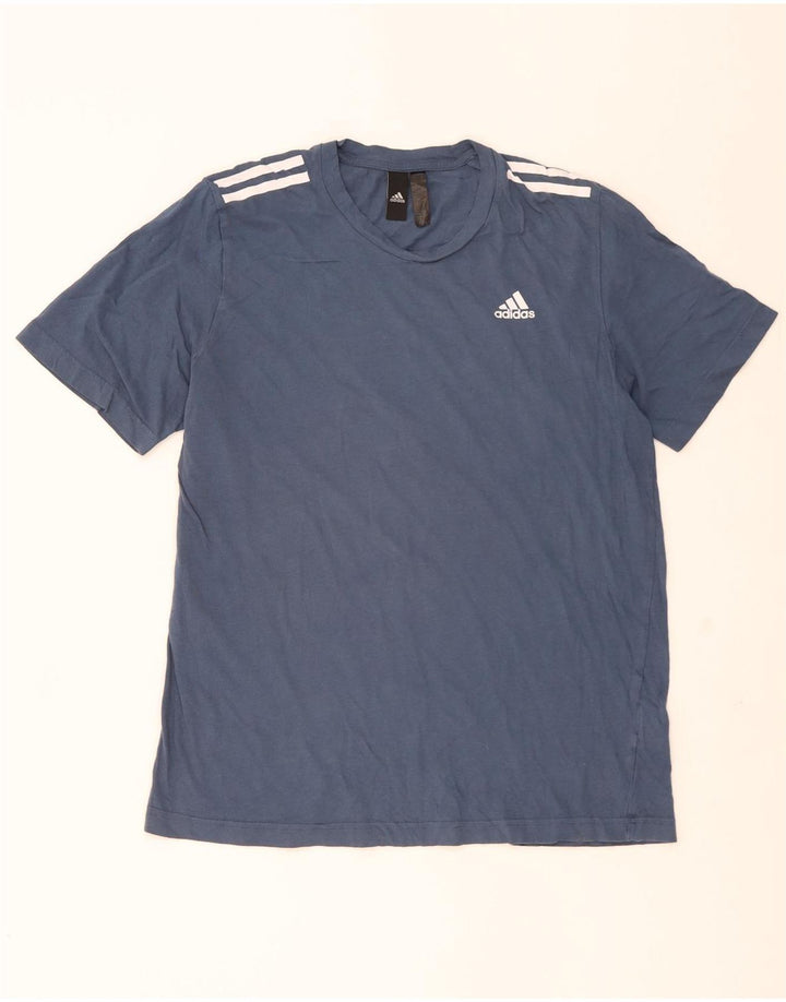 Adidas Mens T-Shirt Top Medium Blue Cotton