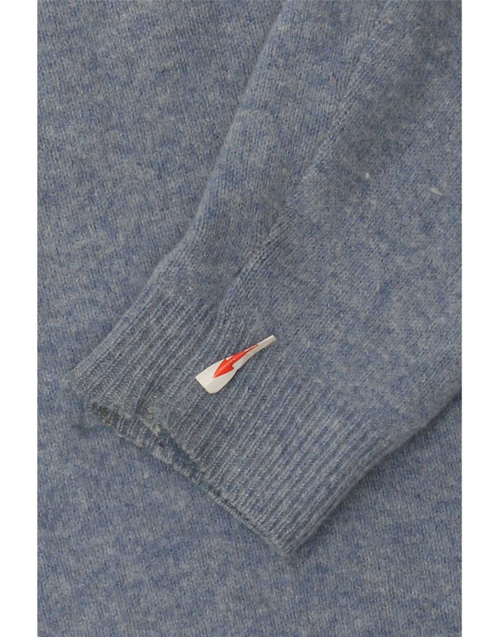 Asics Mens V-Neck Jumper Sweater Large Blue Lambswool