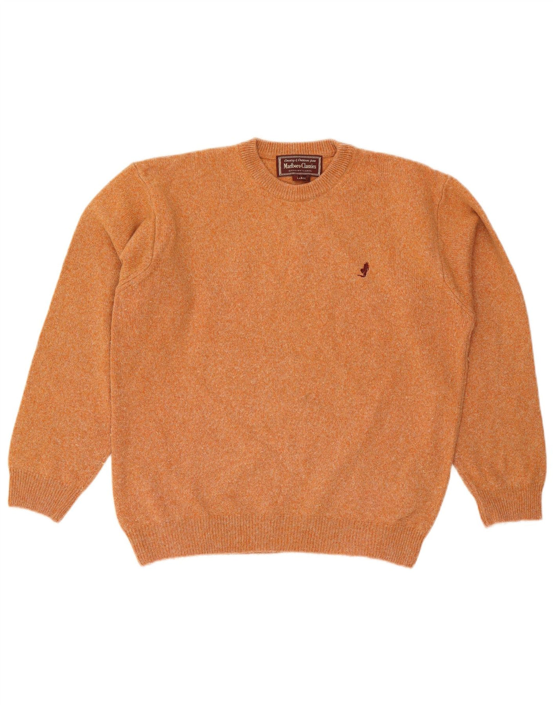 MARLBORO CLASSICS Mens Crew Neck Jumper Sweater Large Orange Wool