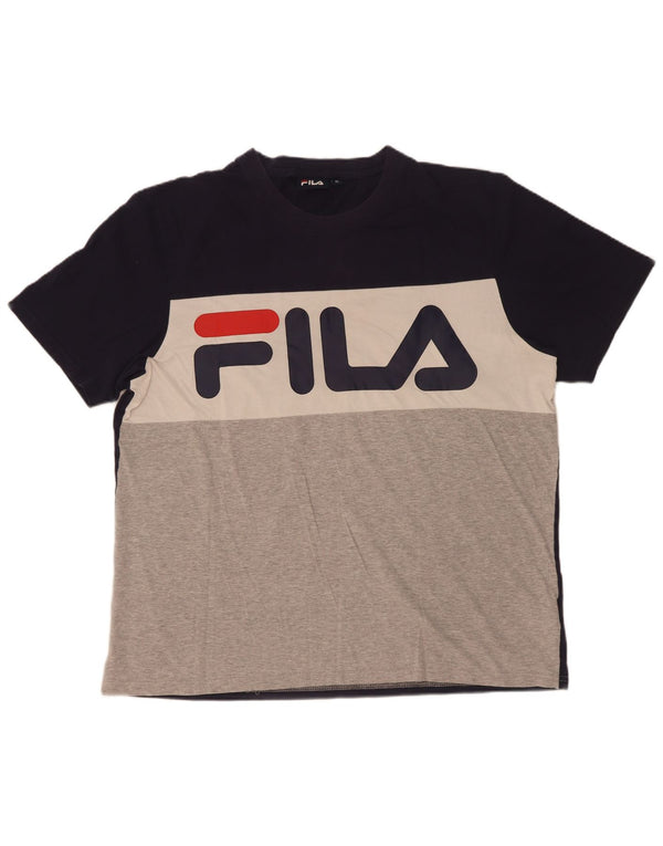 Fila Mens Graphic T-Shirt Top XL Multicoloured Colourblock Cotton