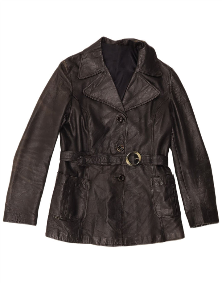 Vintage Womens Leather Jacket IT 50 XL Black Leather