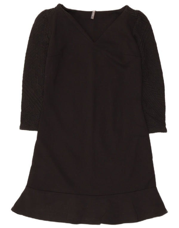 Naf Naf Womens 3/4 Sleeve Basic Dress UK 8 Small Black Viscose