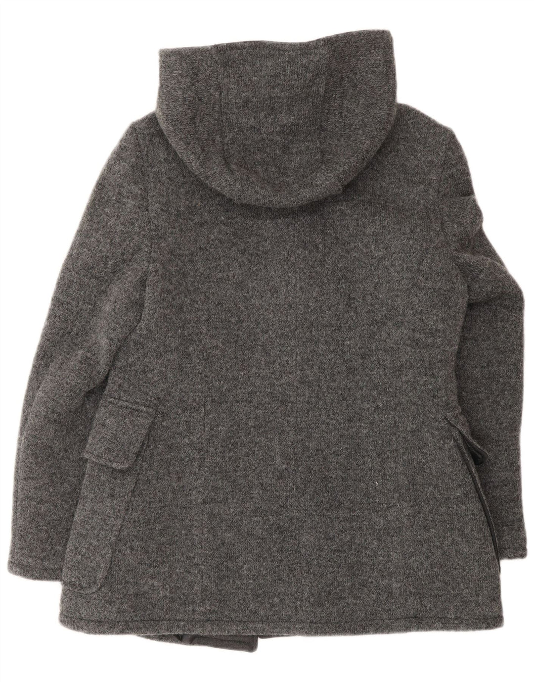 VINTAGE Womens Hooded Duffle Coat IT 48 XL Grey Wool