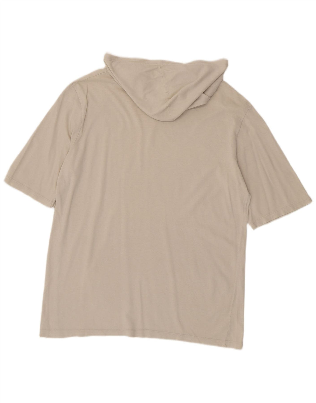 Benetton Mens Hooded T-Shirt Top Medium Off White Cotton