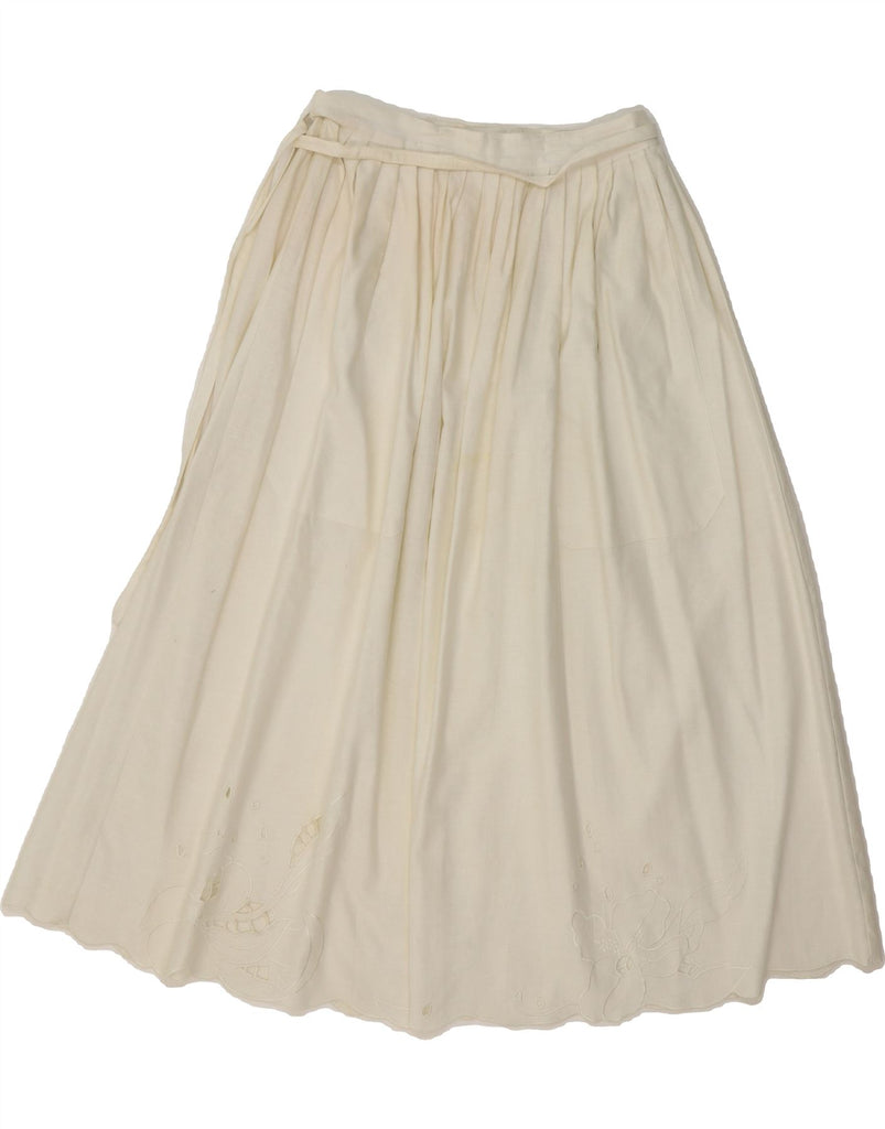 MONDI Womens High Waist Pleated A-Line Skirt IT 38 XS W26  White Vintage Mondi and Second-Hand Mondi from Messina Hembry 