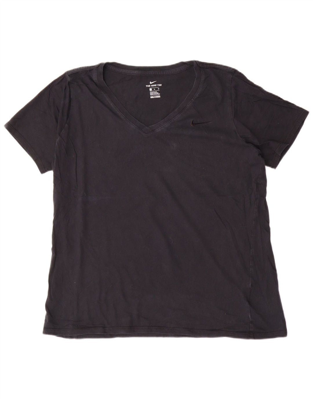 Nike Womens Athletic Cut T-Shirt Top UK 18 XL Black Cotton