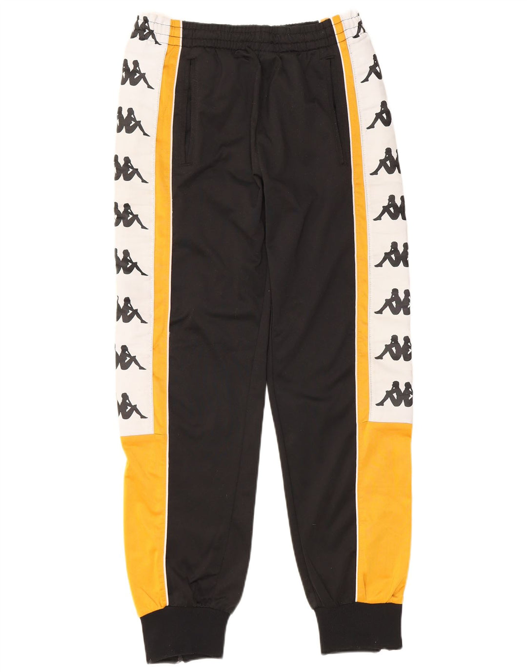 KAPPA Mens Graphic Tracksuit Trousers Joggers Small  Black Colourblock