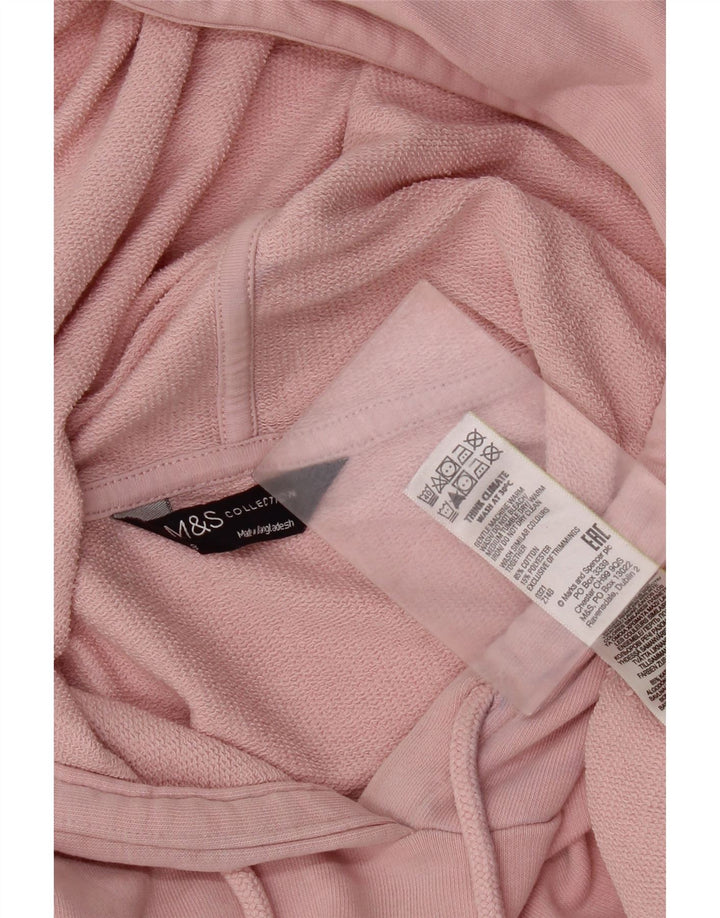 Marks & Spencer Womens Oversized Hoodie Jumper UK 8 Small Pink Cotton