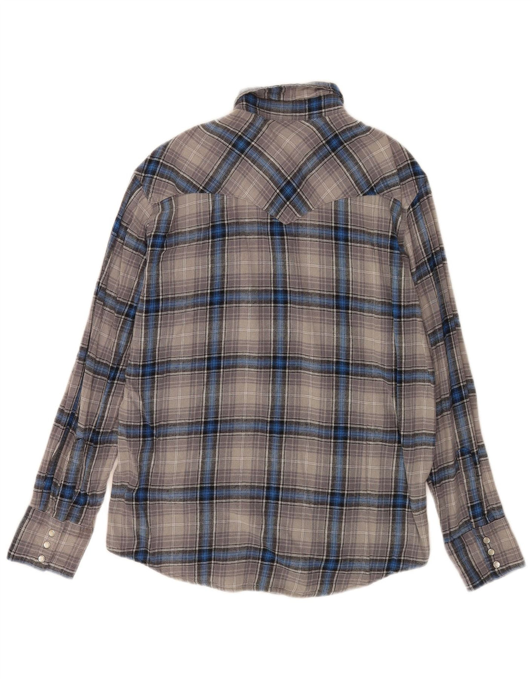 Wrangler Mens Flannel Shirt Large Grey Check Cotton