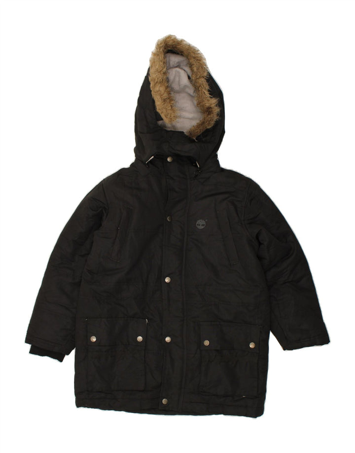 TIMBERLAND Womens Hooded Windbreaker Jacket UK 10 Small Black Vintage Timberland and Second-Hand Timberland from Messina Hembry 