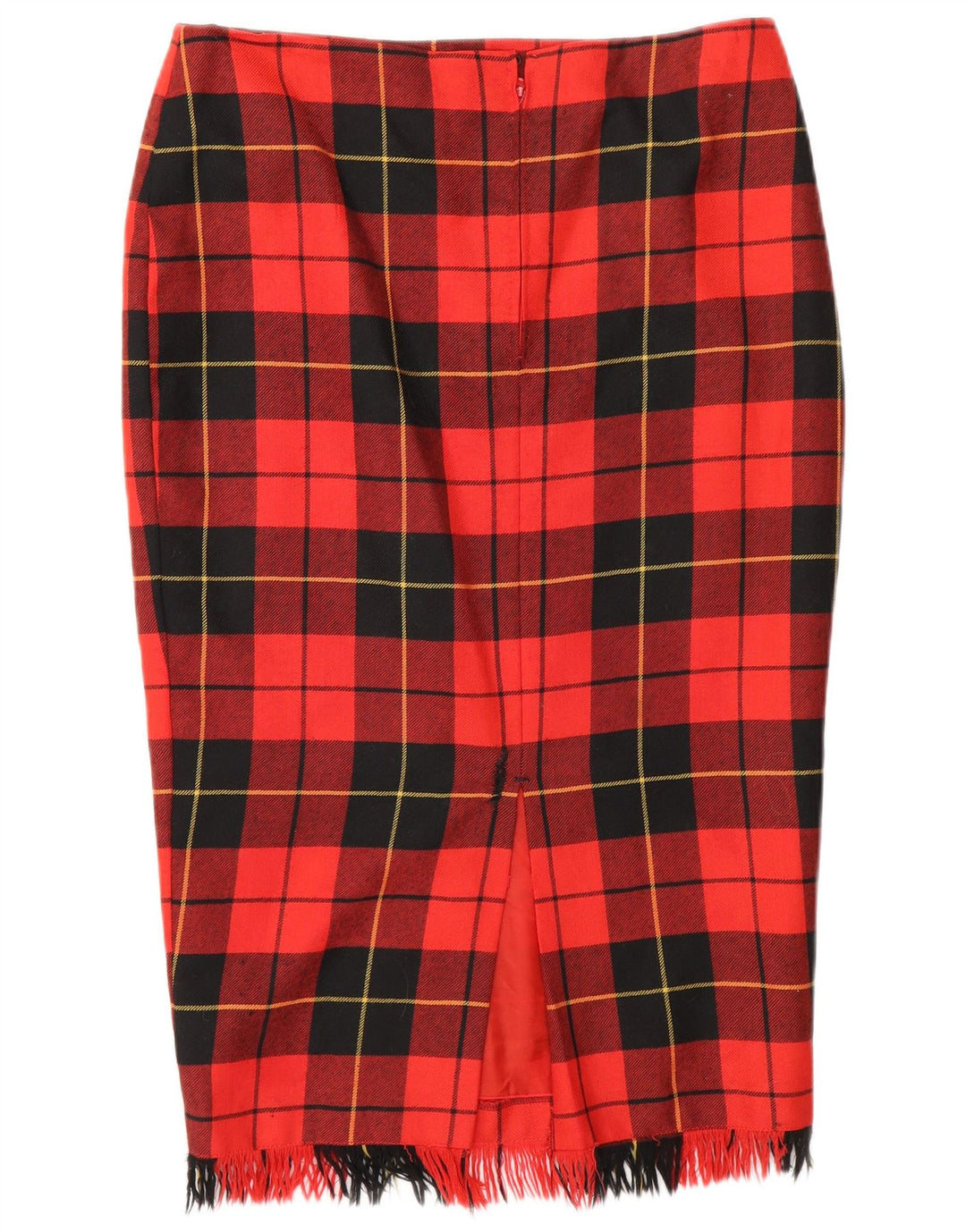 Vintage Womens Pencil Skirt W30 Medium Red Check