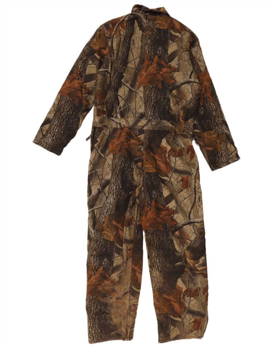 VINTAGE Boys Long Sleeve Jumpsuit 15-16 Years Khaki Floral Cotton