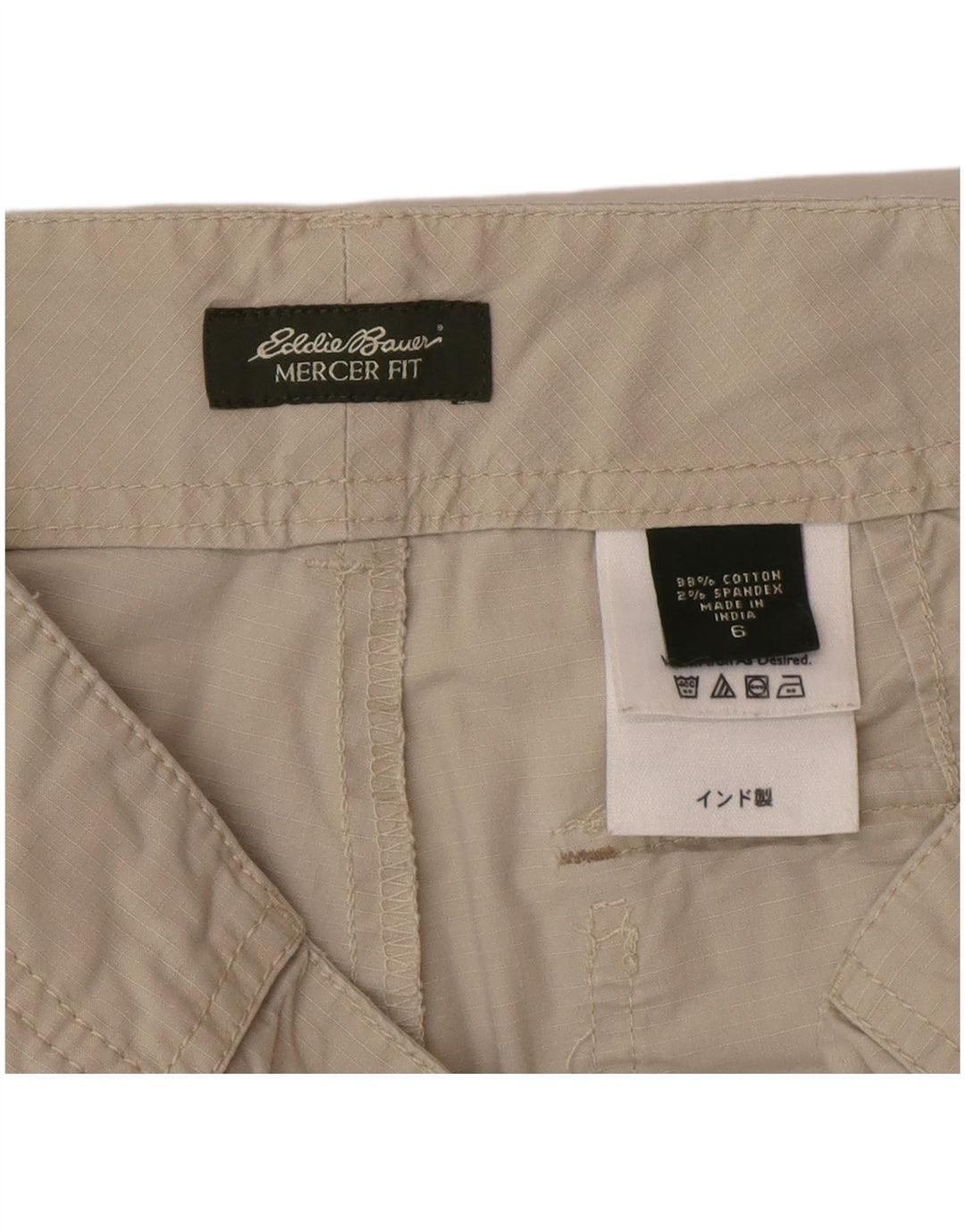 Eddie Bauer Womens Mercer Fit Cargo Shorts US 6 Medium W30  Beige Cotton
