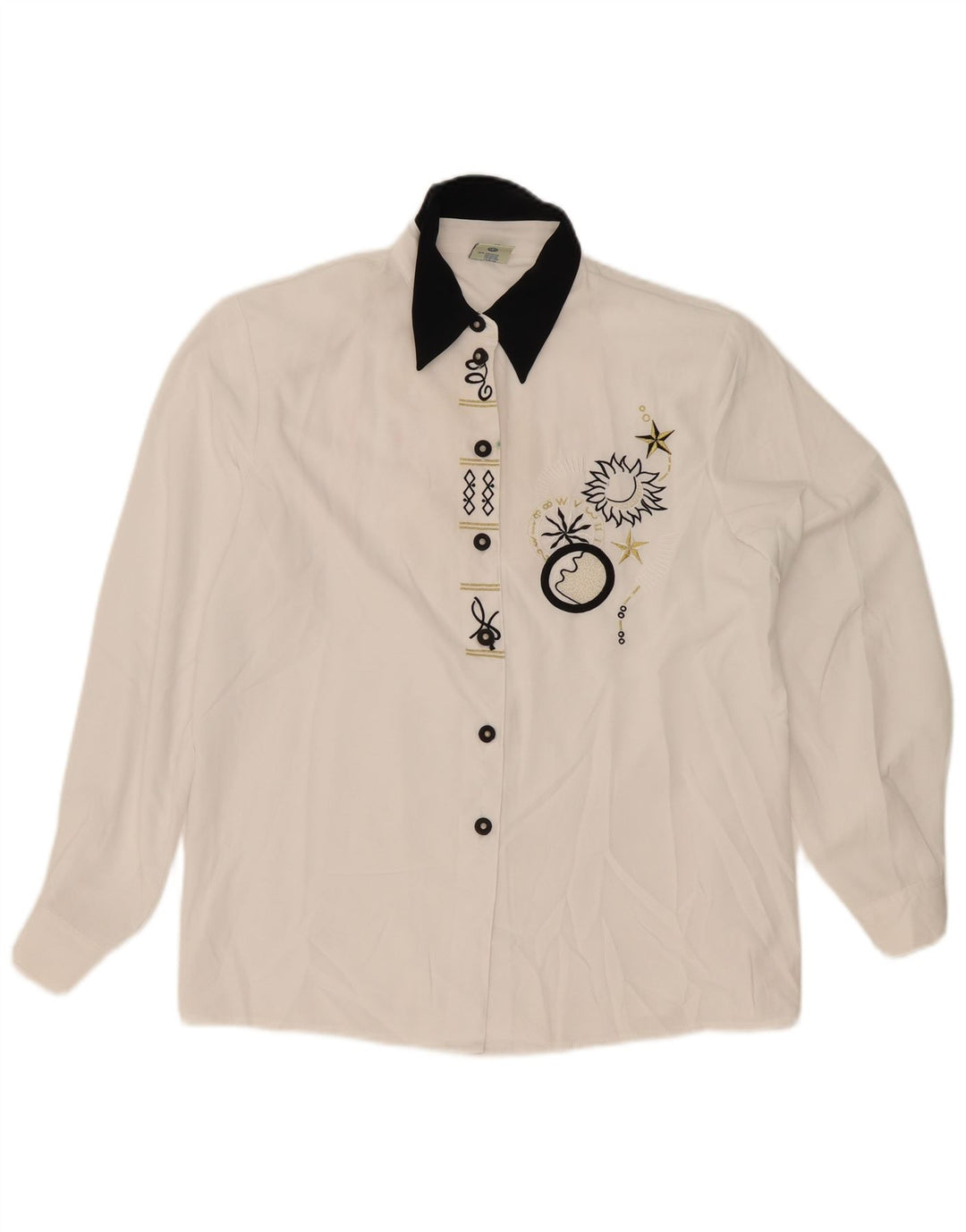Yessica Womens Graphic Shirt EU 40 Medium White Geometric Polyester