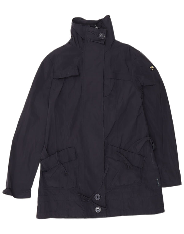 ARMANI JEANS Womens Trench Coat US 6 Medium Navy Blue Polyester