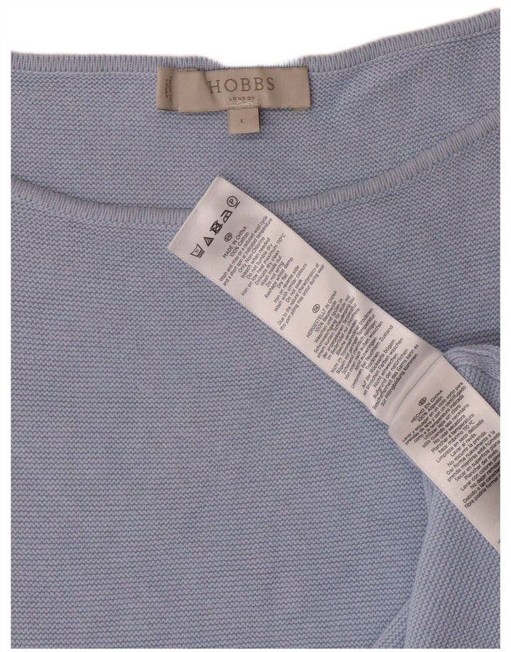Hobbs Womens Boat Neck Jumper Sweater UK 16 Large Blue Cotton Classic
