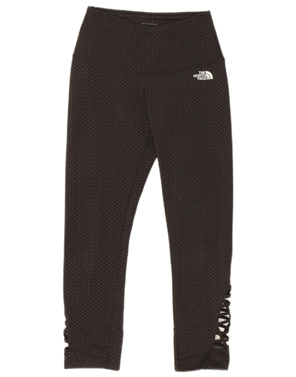 The North Face Womens Crop Leggings UK 8 Small Black Spotted Polyester