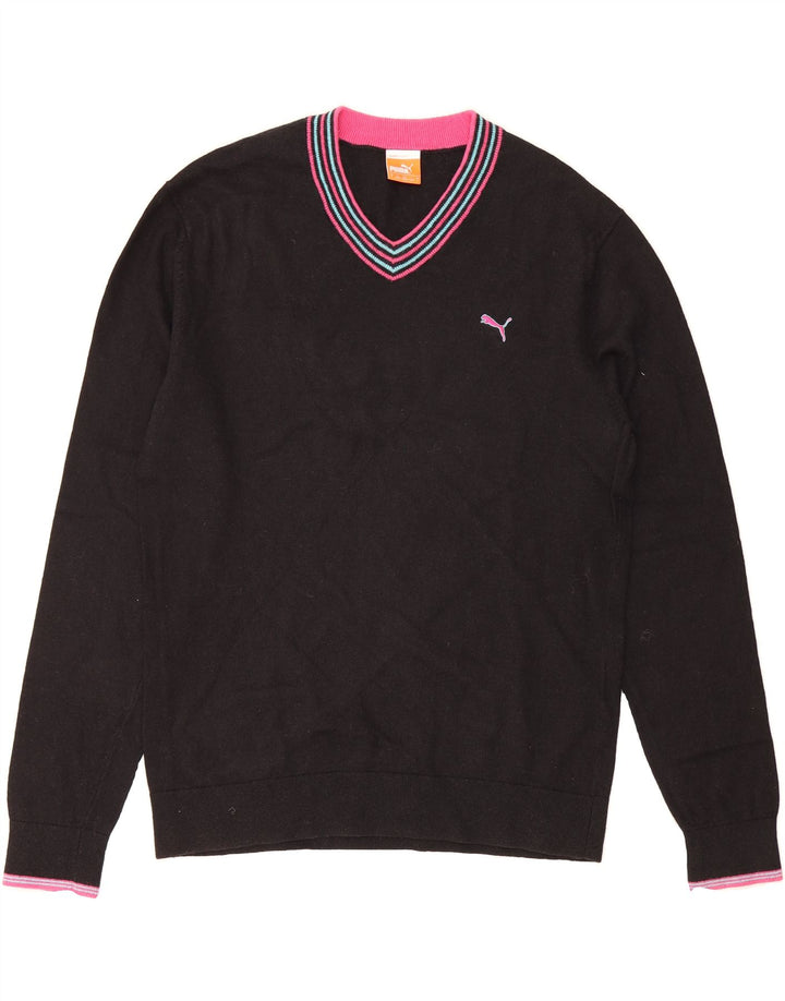 PUMA Mens V-Neck Jumper Sweater Large Black Vintage Puma and Second-Hand Puma from Messina Hembry 