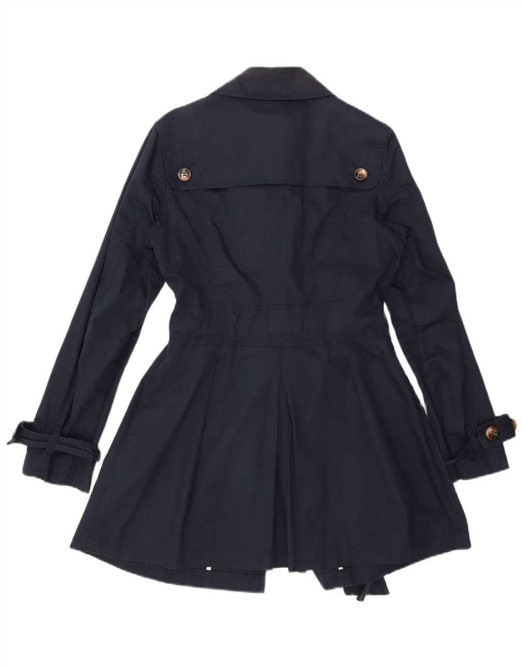 Monsoon Womens Trench Coat UK 12 Medium Navy Blue Cotton