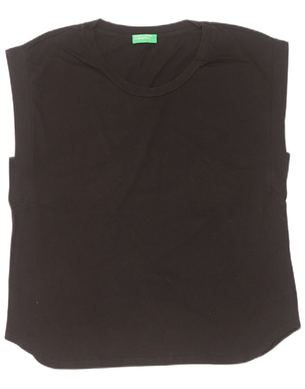 Benetton Womens Vest Top UK 18 XL Black Cotton
