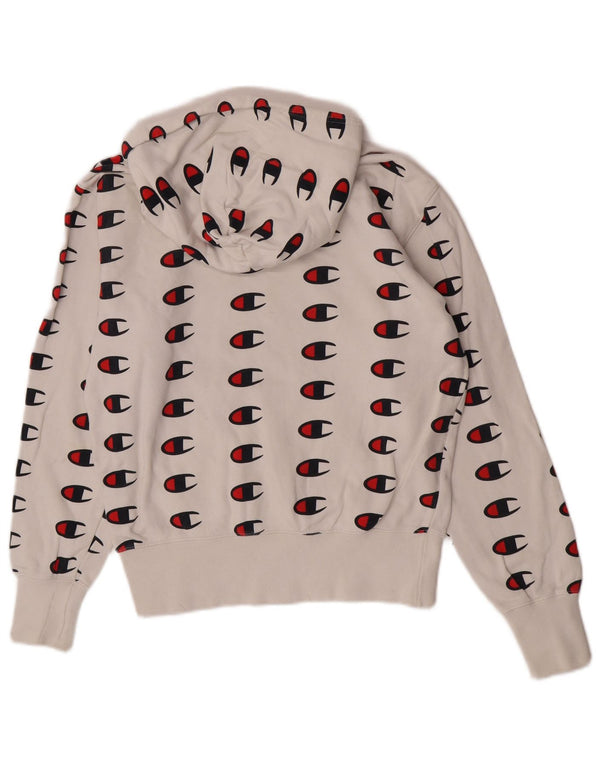 Champion Womens Graphic Relaxed Fit Hoodie Jumper UK 10 Small White Sports