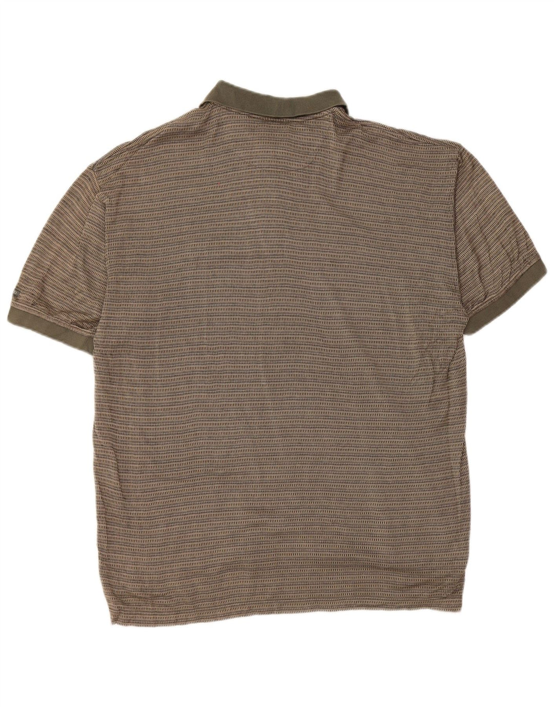 IZOD Mens Polo Shirt Medium Khaki Striped Cotton