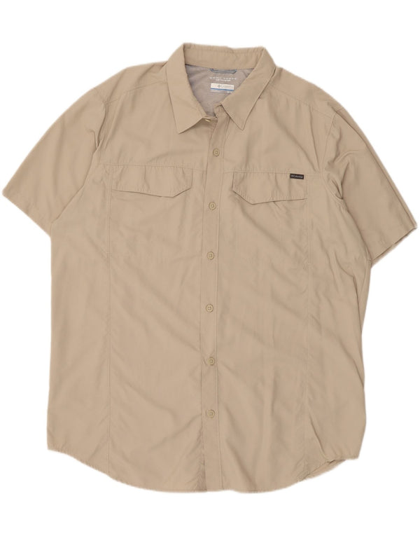 Columbia Mens Omni-Shade Short Sleeve Shirt XL Beige Nylon