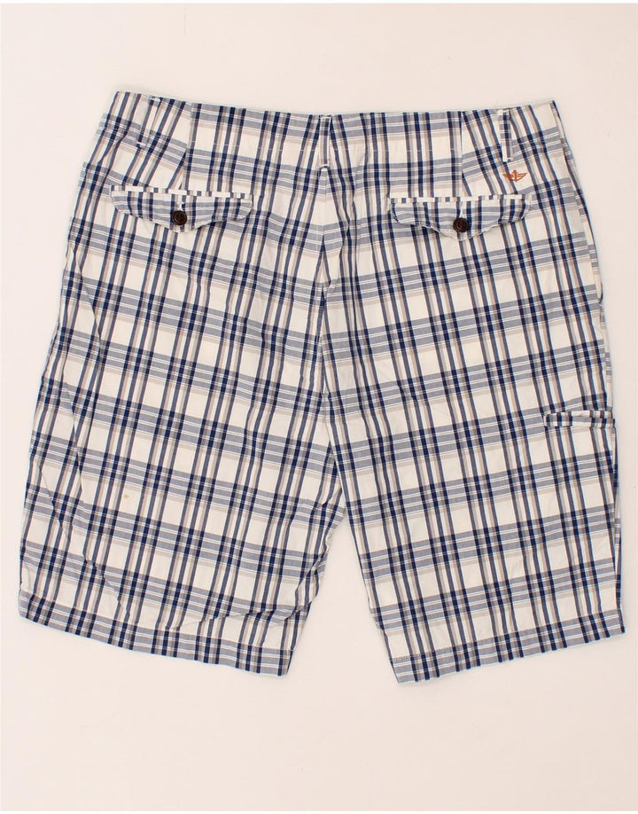DOCKERS Womens Chino Shorts W34 Large  Blue Check Cotton Vintage Dockers and Second-Hand Dockers from Messina Hembry 