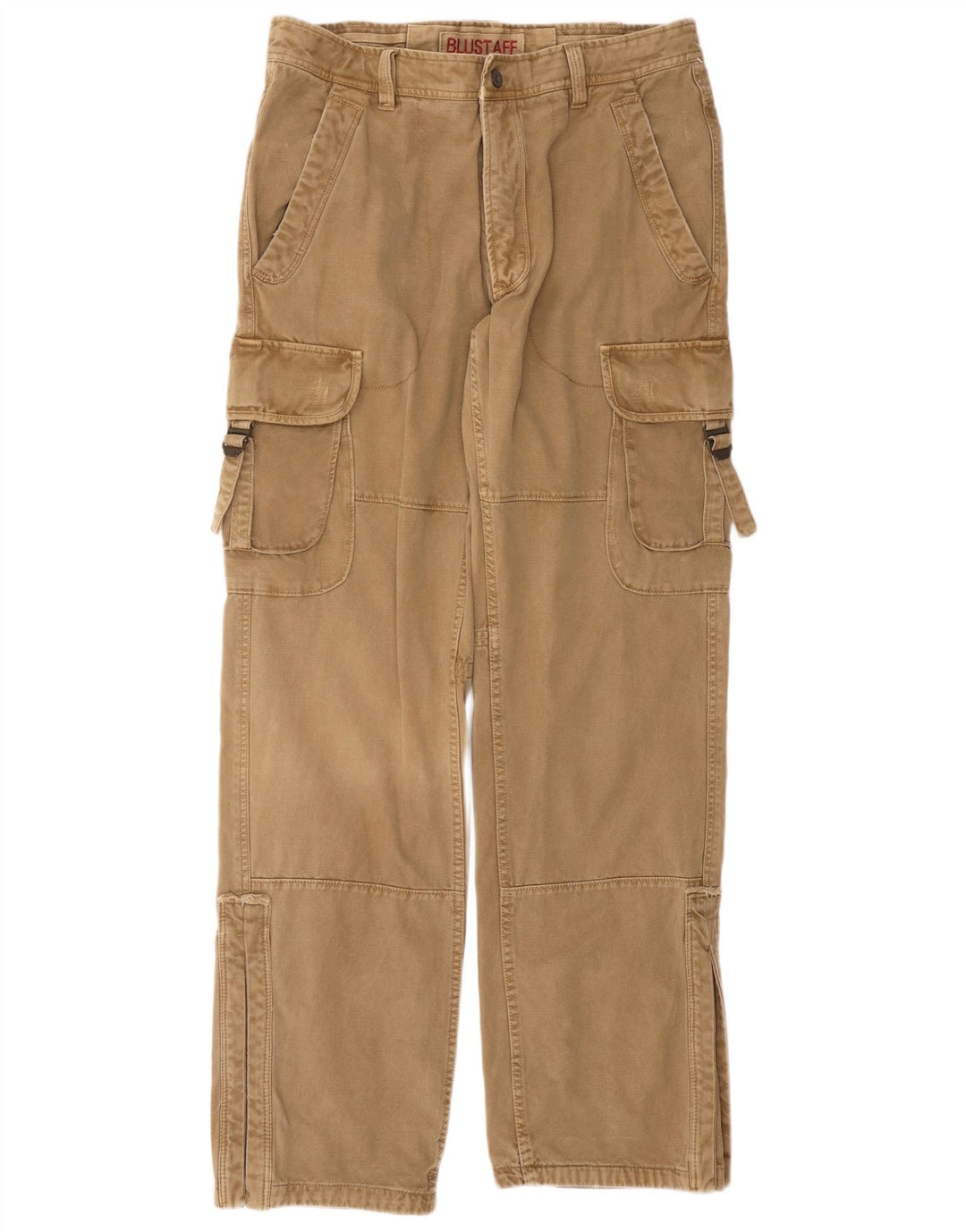 Blustaff Mens Straight Cargo Trousers IT 52 XL W38 L34 Beige Cotton