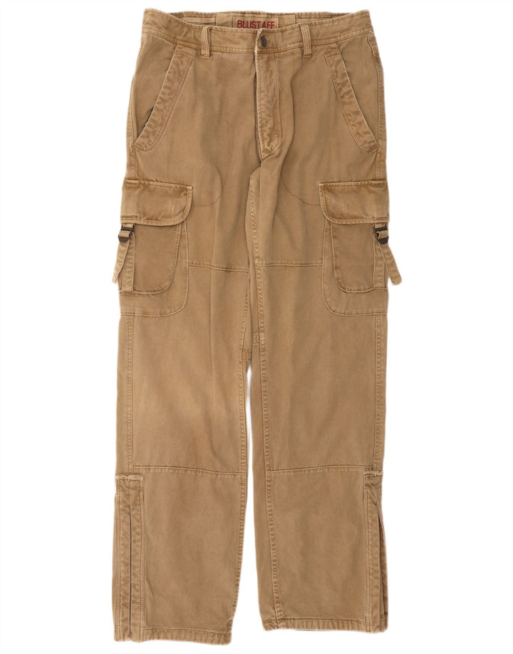 Blustaff Mens Straight Cargo Trousers IT 52 XL W38 L34 Beige Cotton