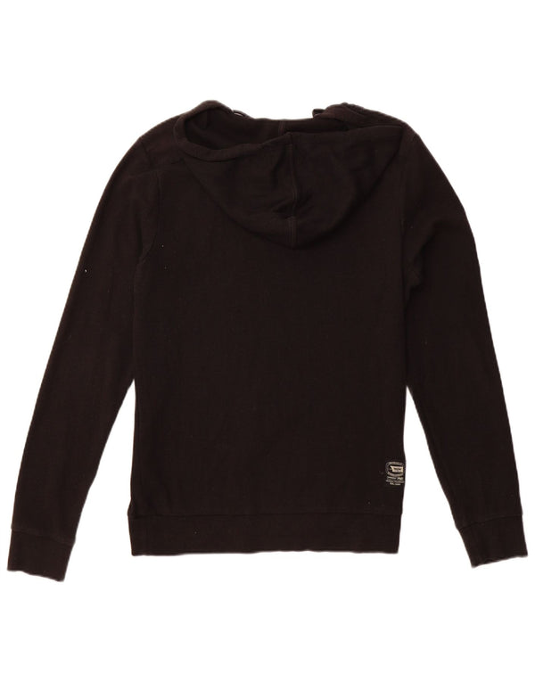 Mossimo Mens Hooded Graphic Top Long Sleeve Medium Black