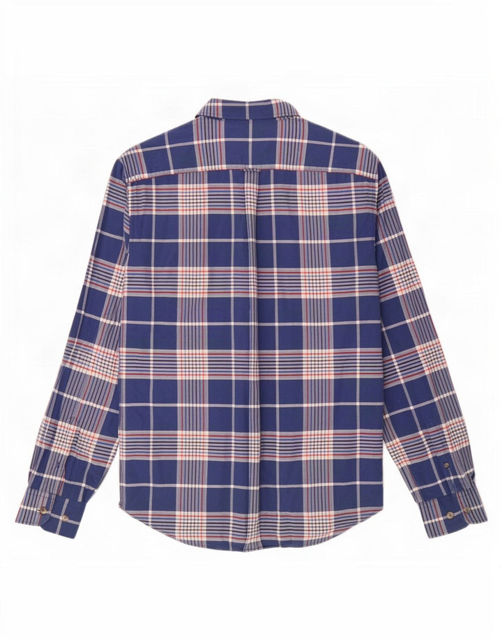 Ben Sherman Mens Shirt Large Navy Blue Check Cotton