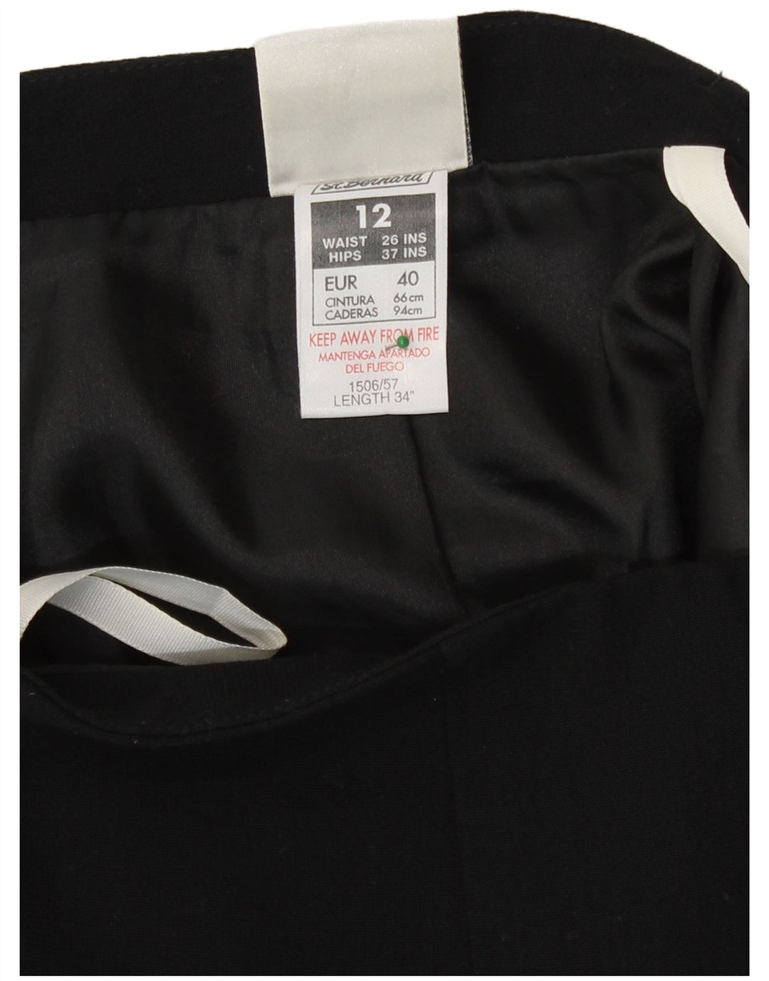 St. Bernard Womens Midi Skirt UK 12 Medium W26 Black Polyester