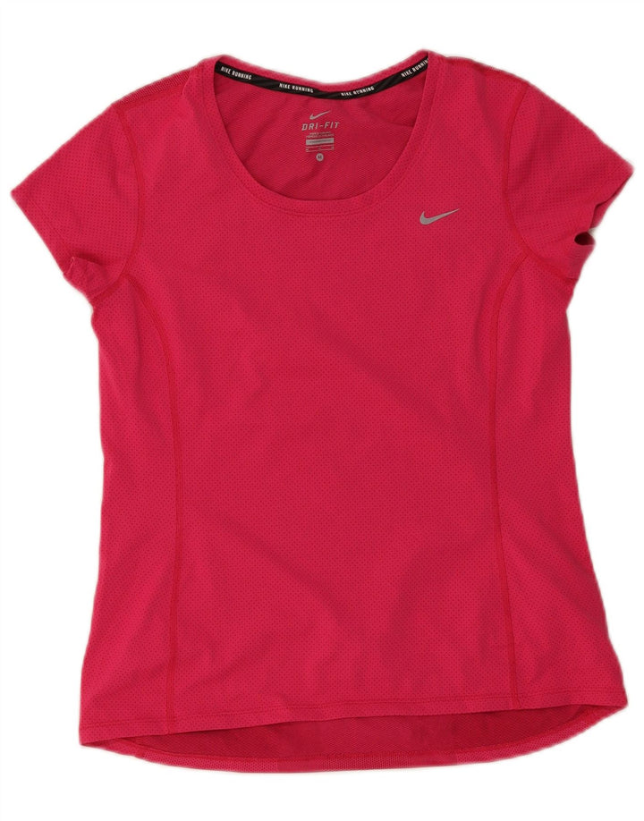 Nike Womens Dri Fit T-Shirt Top UK 12 Medium Pink Polyester
