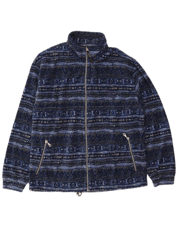 SALEWA Mens Polarlite Fleece Jacket UK 40 Large Navy Blue Geometric