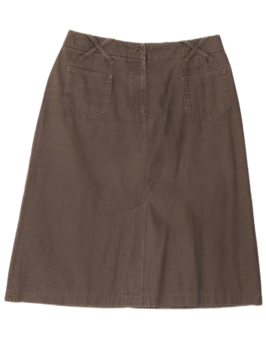 Dolce & Gabbana Womens A-Line Skirt IT 42 Medium W28 Khaki Cotton