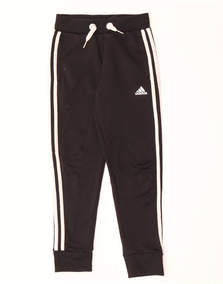 Adidas Boys Tracksuit Trousers Joggers 7-8 Years Black Polyester