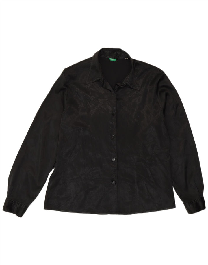 Benetton Womens Shirt IT 48 XL Black Animal Print Polyester