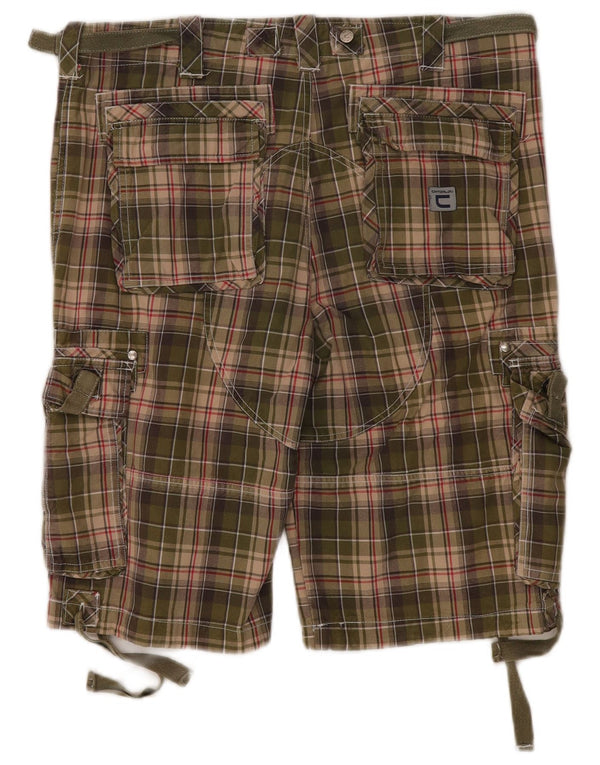 Catbalou Mens Cargo Shorts IT 50 Large W38  Khaki Check Cotton