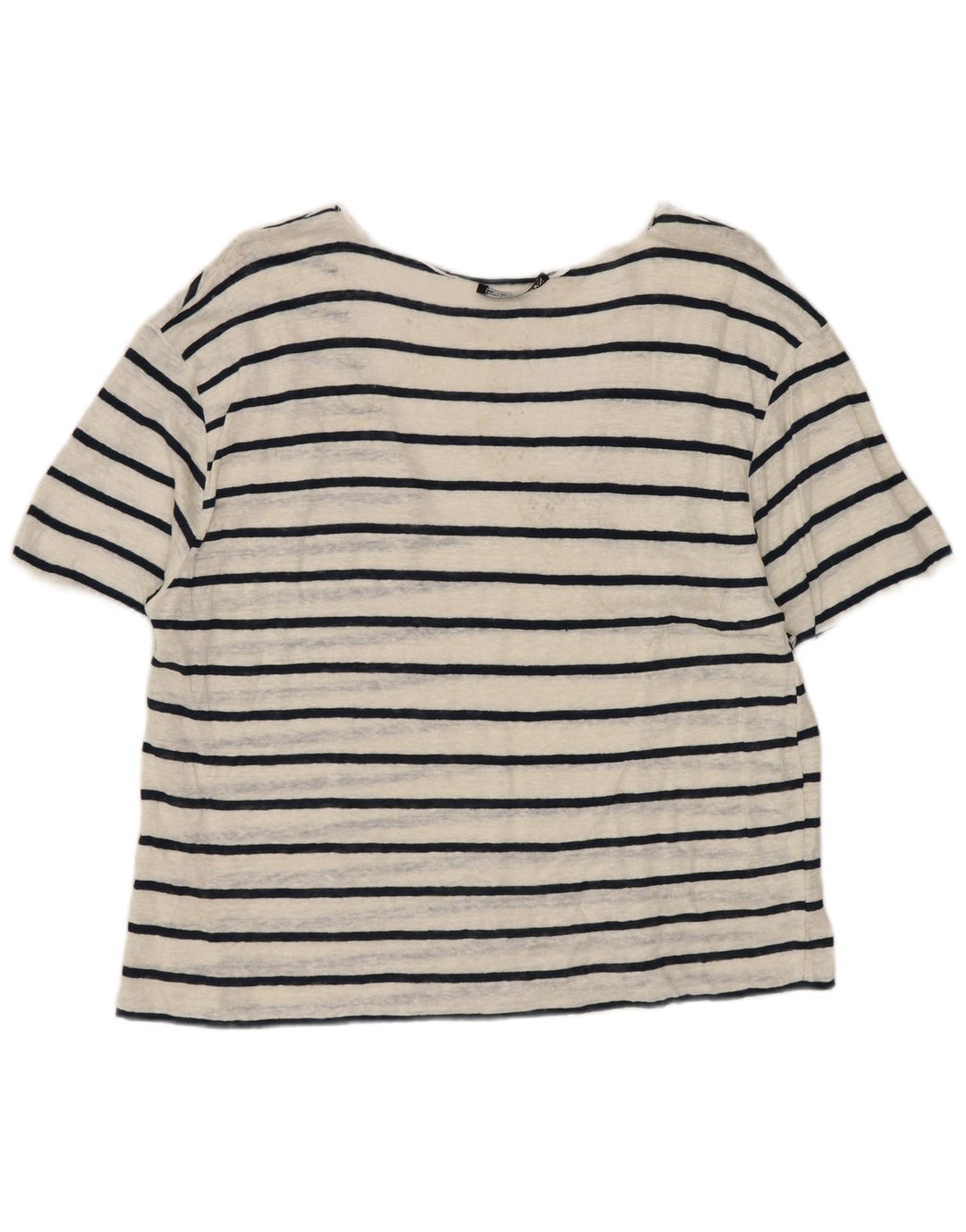 Zara Womens T-Shirt Top UK 14 Large White Striped