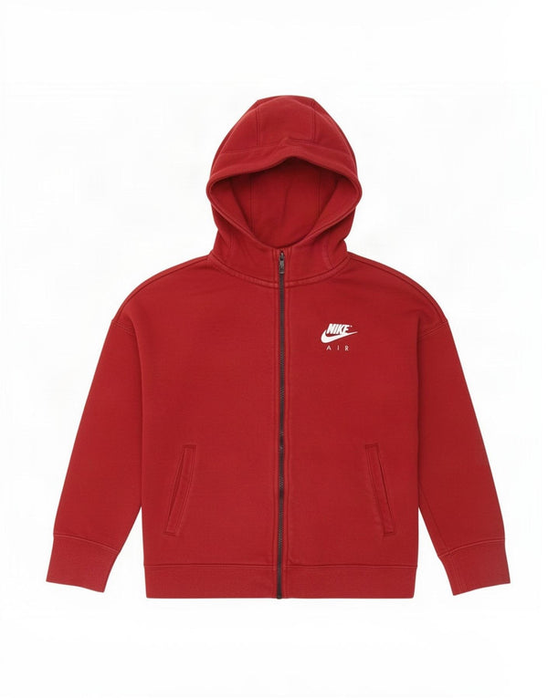 Nike Boys Zip Hoodie Sweater 10-11 Years Medium Red Cotton