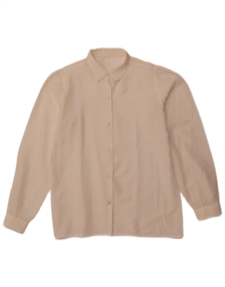 VINTAGE Womens Shirt Blouse IT 42 Medium Off White Striped