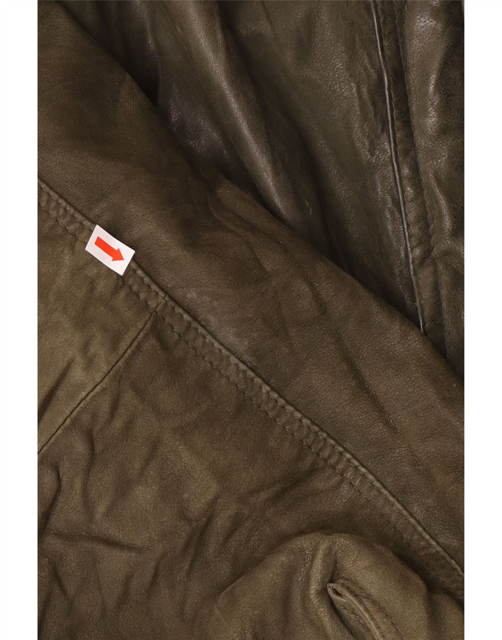 Vintage Mens Leather Jacket IT 52 XL Khaki Leather