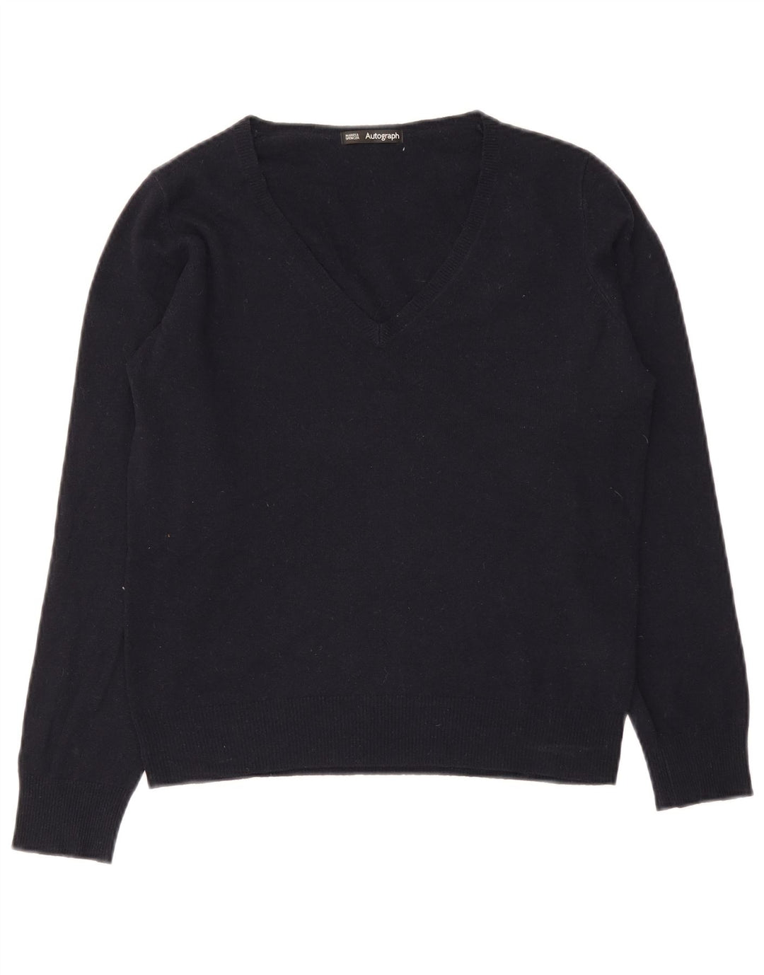 Marks & Spencer Womens V-Neck Jumper Sweater UK 12 Medium Navy Blue