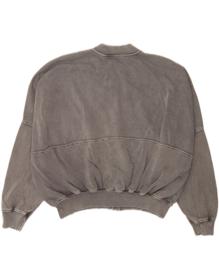 Zara Womens Oversized Tracksuit Top Jacket UK 10 Small Grey Cotton