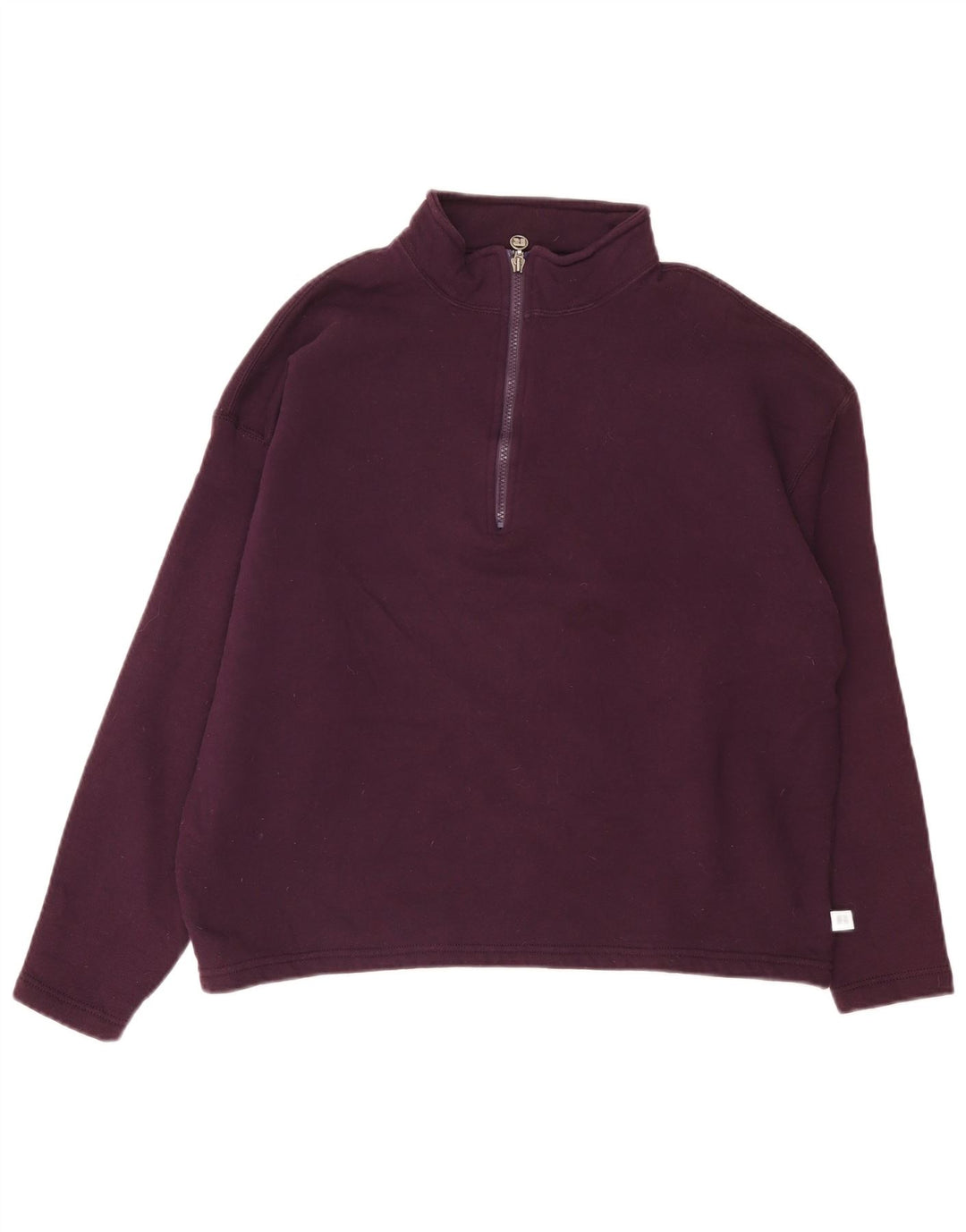 Russell Athletic Womens Zip Neck Sweatshirt Jumper UK 18 XL Maroon Cotton