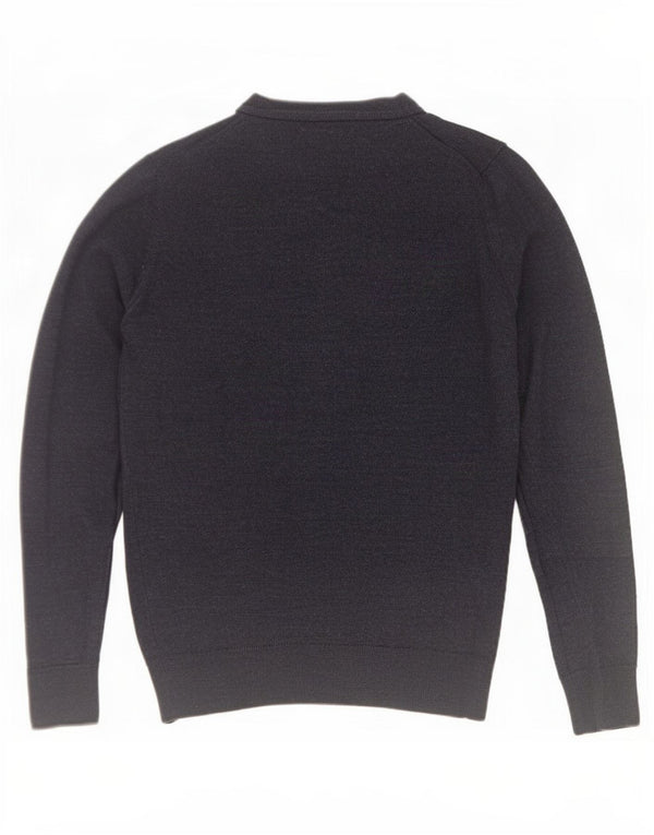 Zara Mens Crew Neck Jumper Sweater Small Navy Blue Wool