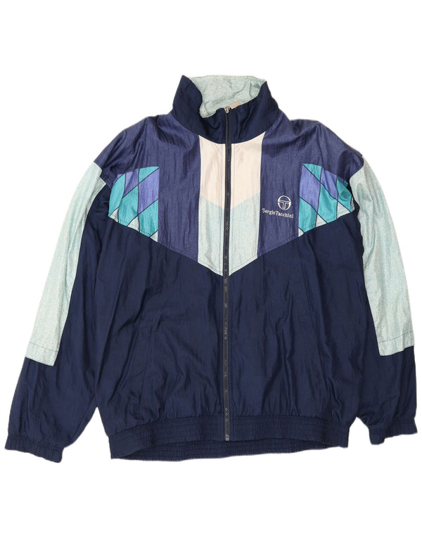 Sergio Tacchini Mens Tracksuit Top Jacket IT 54 XL Navy Blue Colourblock