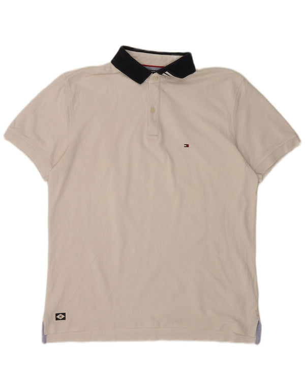 Tommy Hilfiger Mens Polo Shirt XL White Cotton